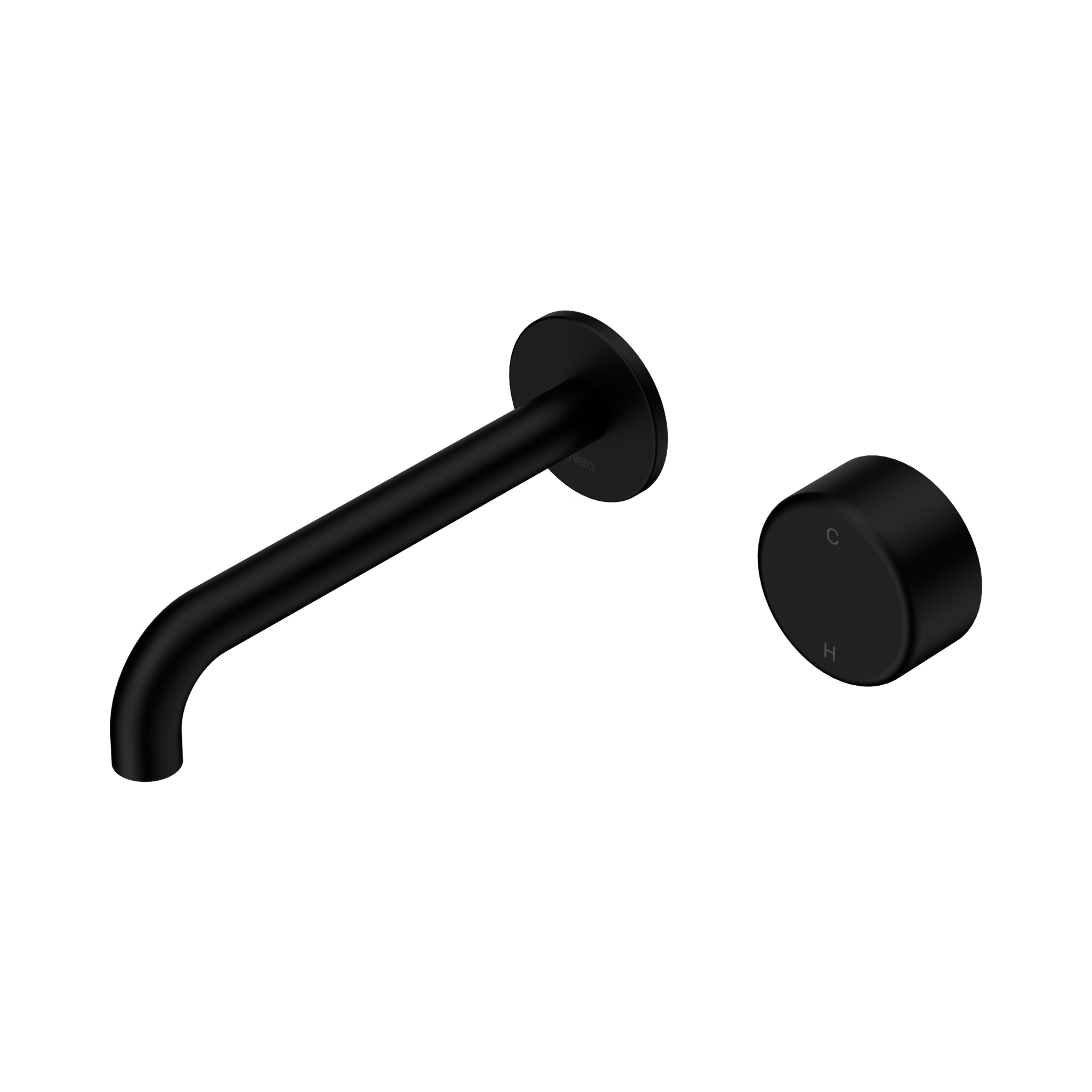 Nero Serenity Progressive Wall Basin Mixer 185mm Spout With Metal Handle, Matte Black