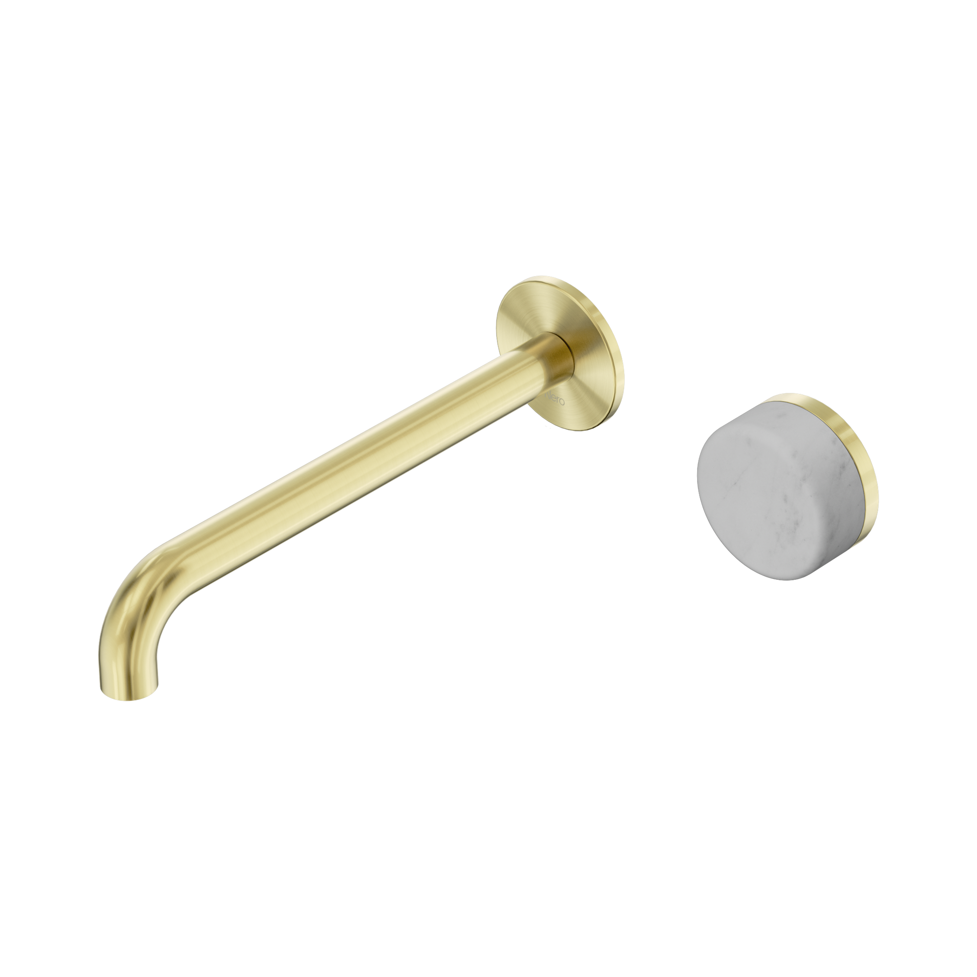 Nero Serenity Progressive Wall Basin Mixer 220mm Spout With Carrara Handle, Brushed Gold