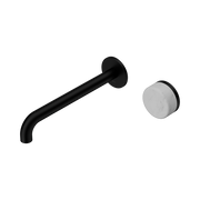 Nero Serenity Progressive Wall Basin Mixer 220mm Spout With Carrara Handle, Matte Black