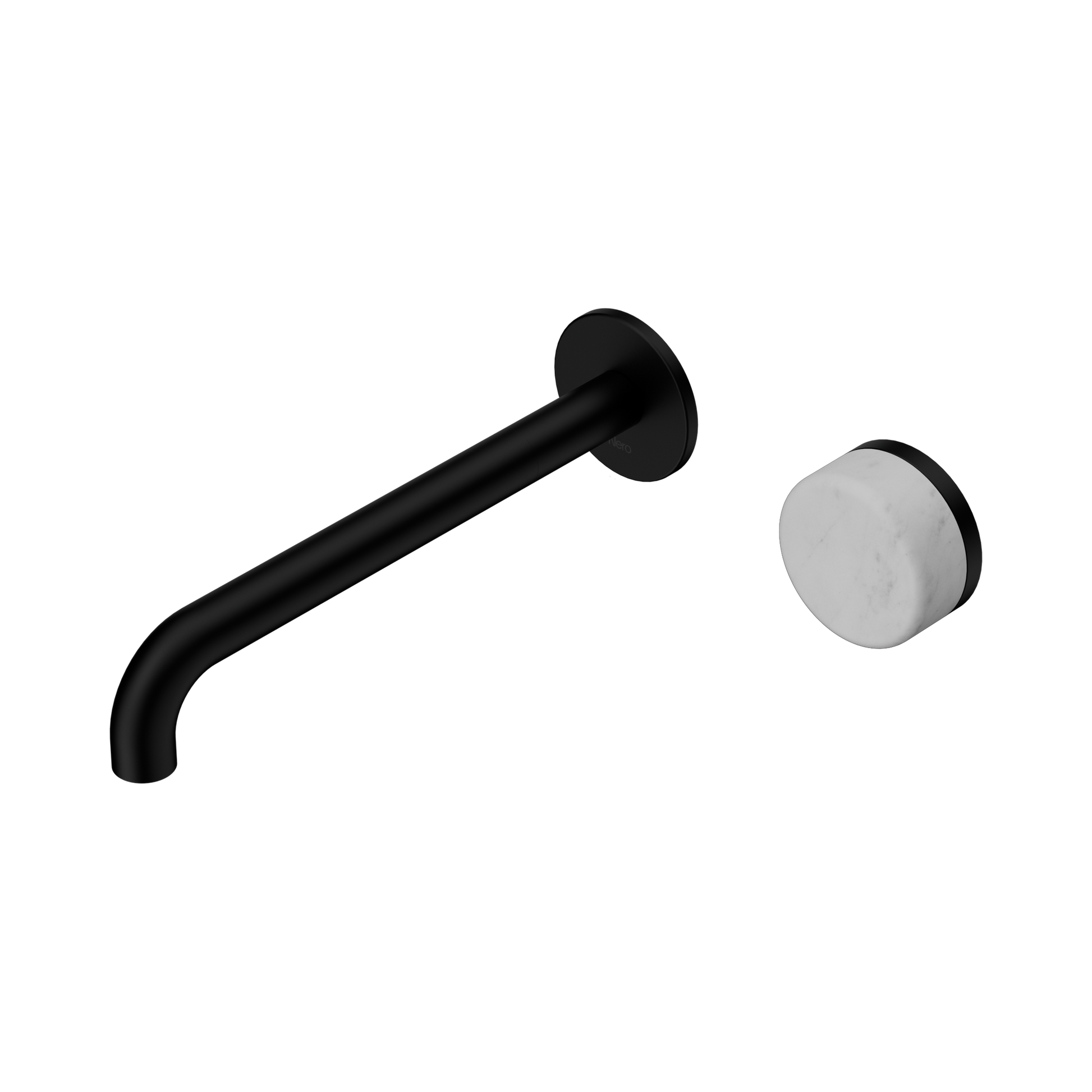 Nero Serenity Progressive Wall Basin Mixer 220mm Spout With Carrara Handle, Matte Black