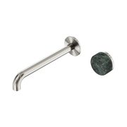 Nero Serenity Progressive Wall Basin Mixer 220mm Spout With Verde Alpi Handle, Brushed Nickel