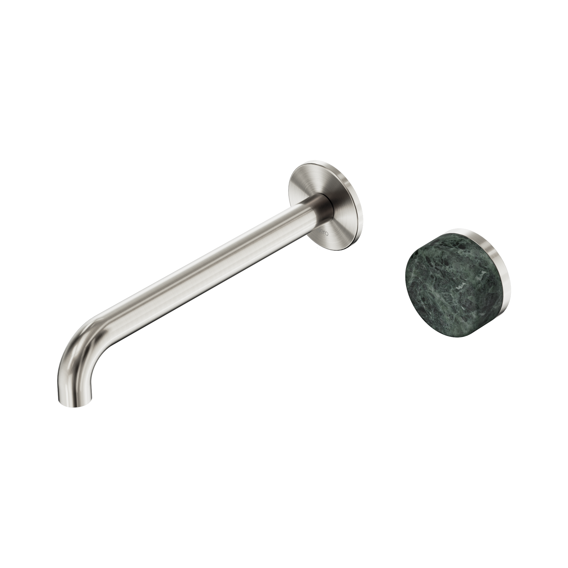 Nero Serenity Progressive Wall Basin Mixer 220mm Spout With Verde Alpi Handle, Brushed Nickel