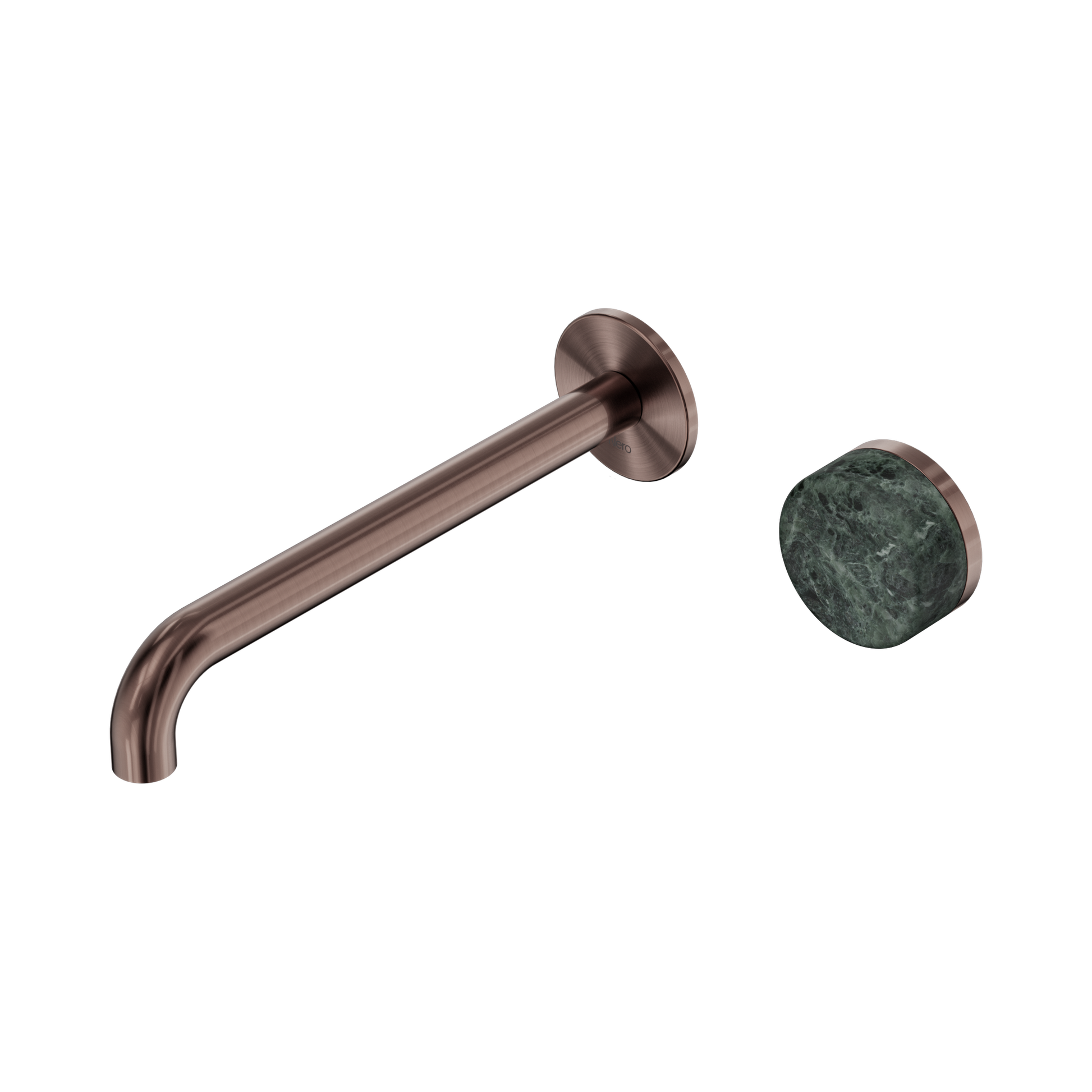 Nero Serenity Progressive Wall Basin Mixer 220mm Spout With Verde Alpi Handle, Brushed Bronze