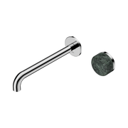 Nero Serenity Progressive Wall Basin Mixer 220mm Spout With Verde Alpi Handle, Chrome