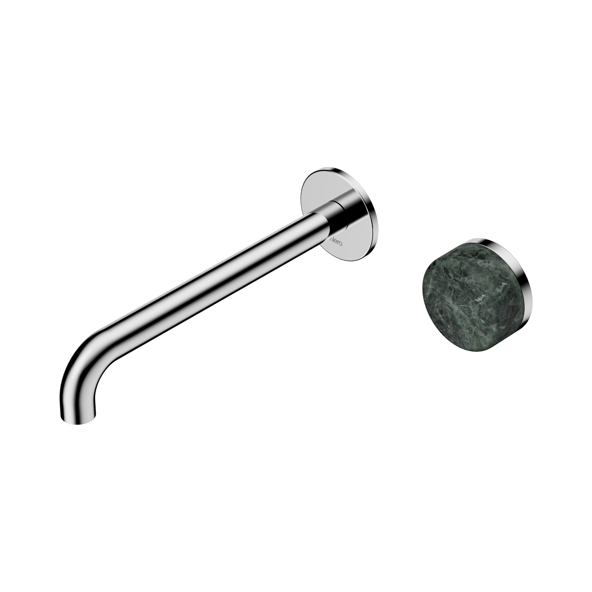 Nero Serenity Progressive Wall Basin Mixer 220mm Spout With Verde Alpi Handle, Chrome
