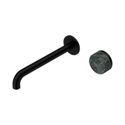 Nero Serenity Progressive Wall Basin Mixer 220mm Spout With Verde Alpi Handle, Matte Black