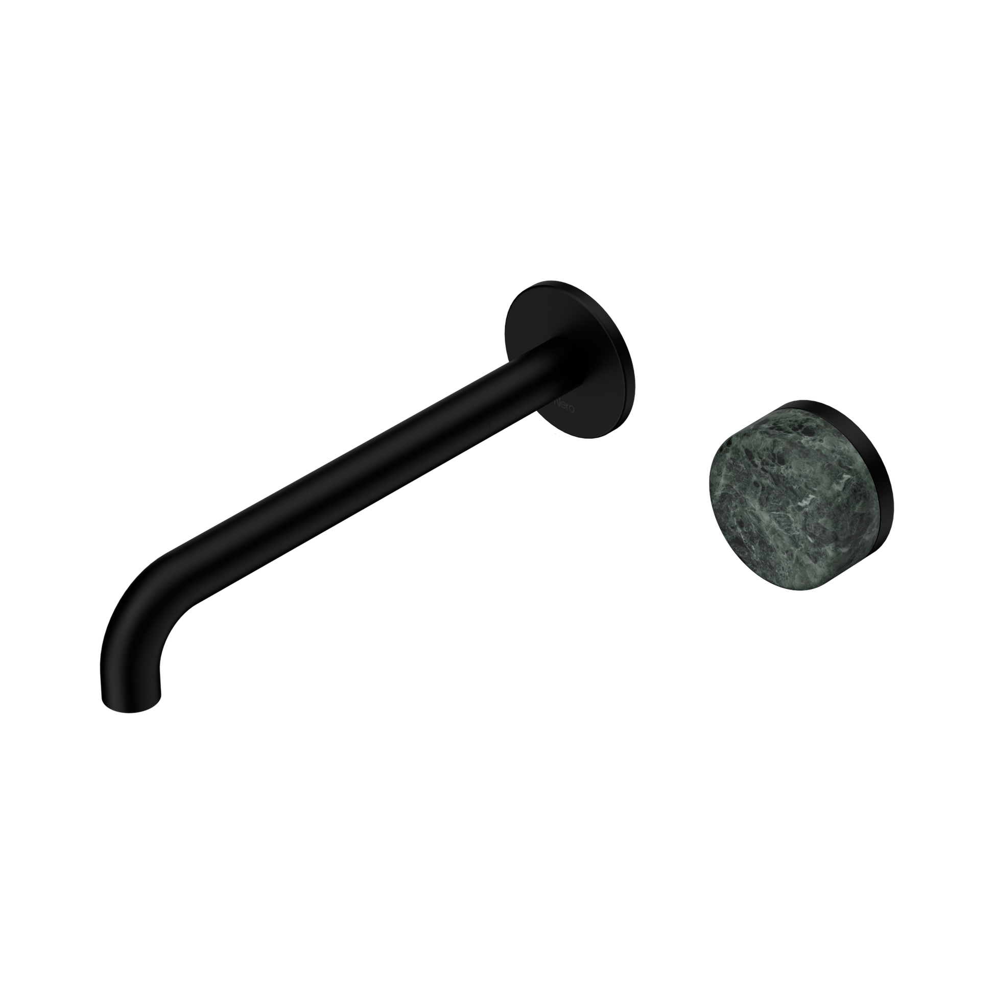 Nero Serenity Progressive Wall Basin Mixer 220mm Spout With Verde Alpi Handle, Matte Black