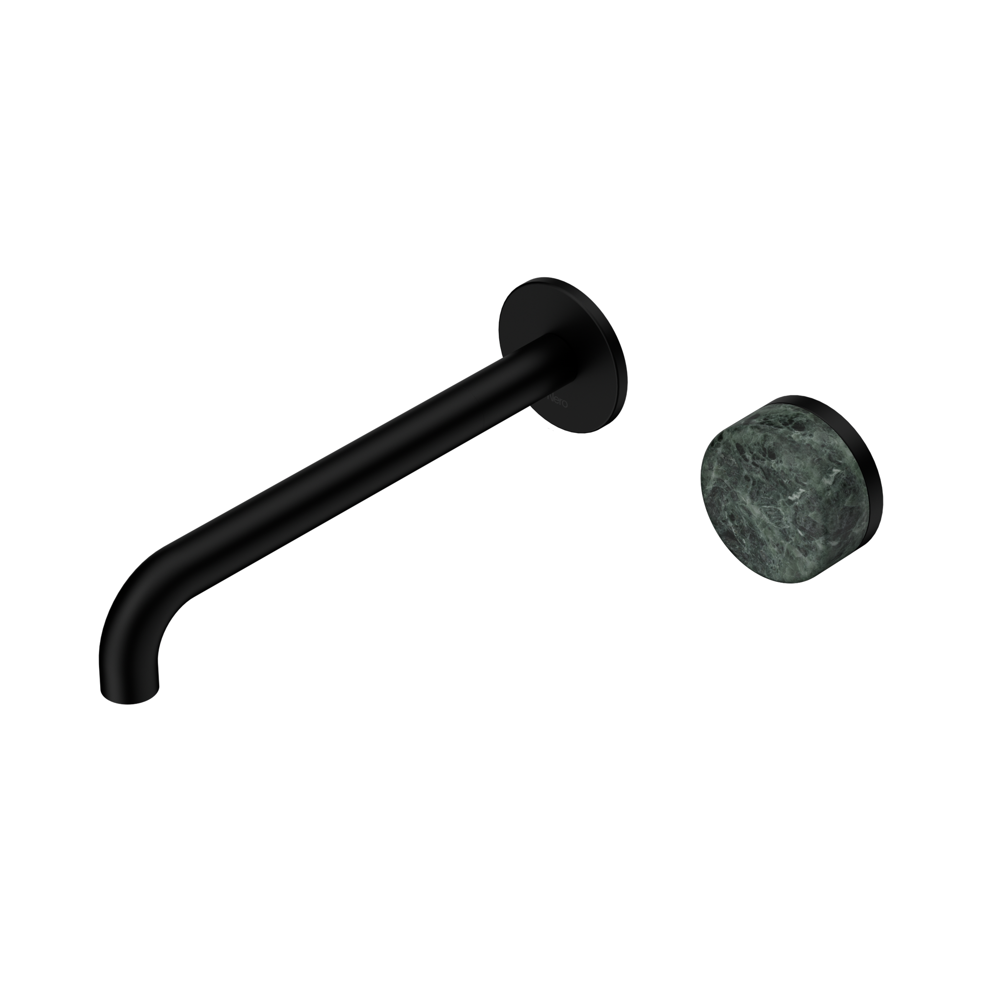 Nero Serenity Progressive Wall Basin Mixer 220mm Spout With Verde Alpi Handle, Matte Black