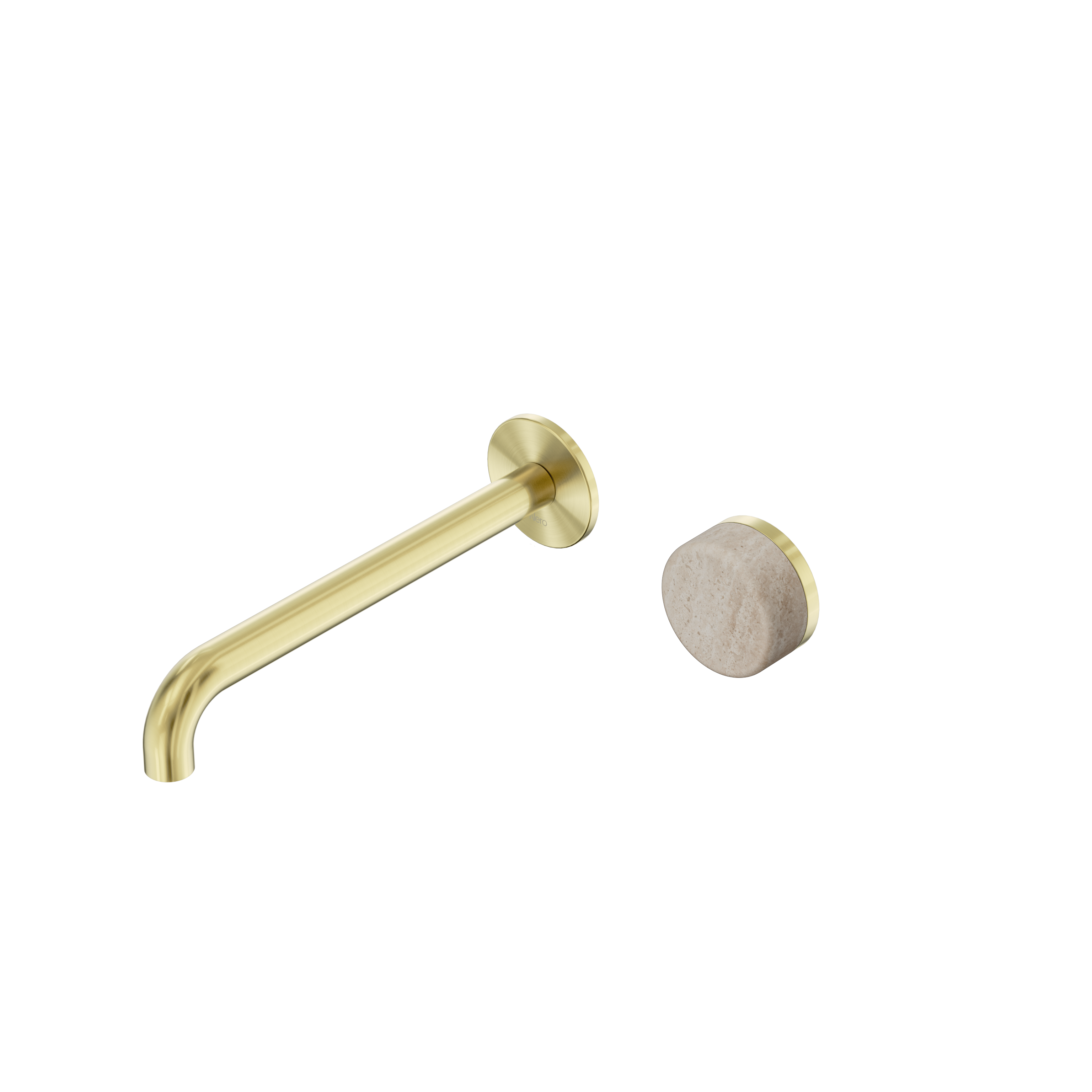 Nero Serenity Progressive Wall Basin Mixer Spout With Rome Travertine Handle