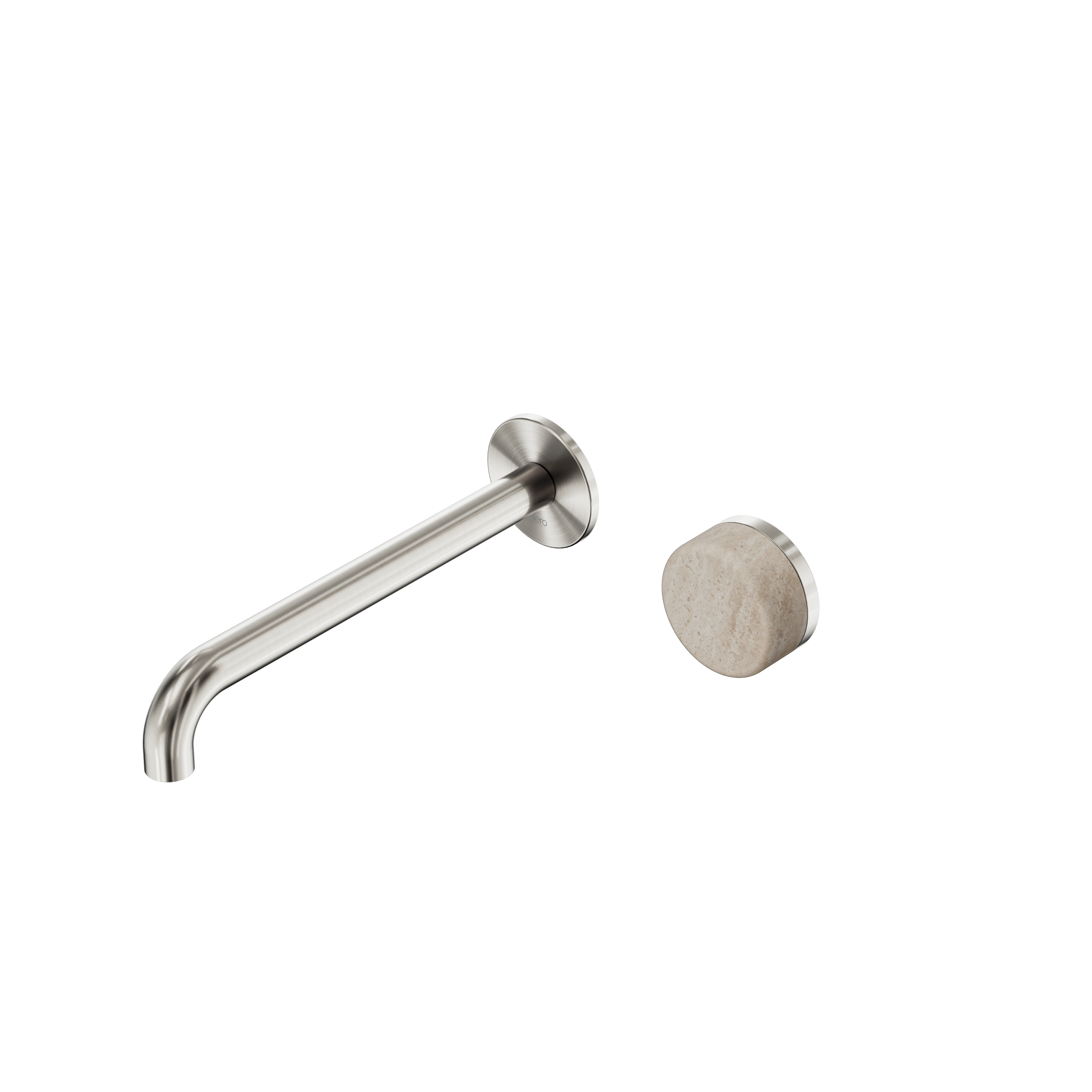 Nero Serenity Progressive Wall Basin Mixer Spout With Rome Travertine Handle