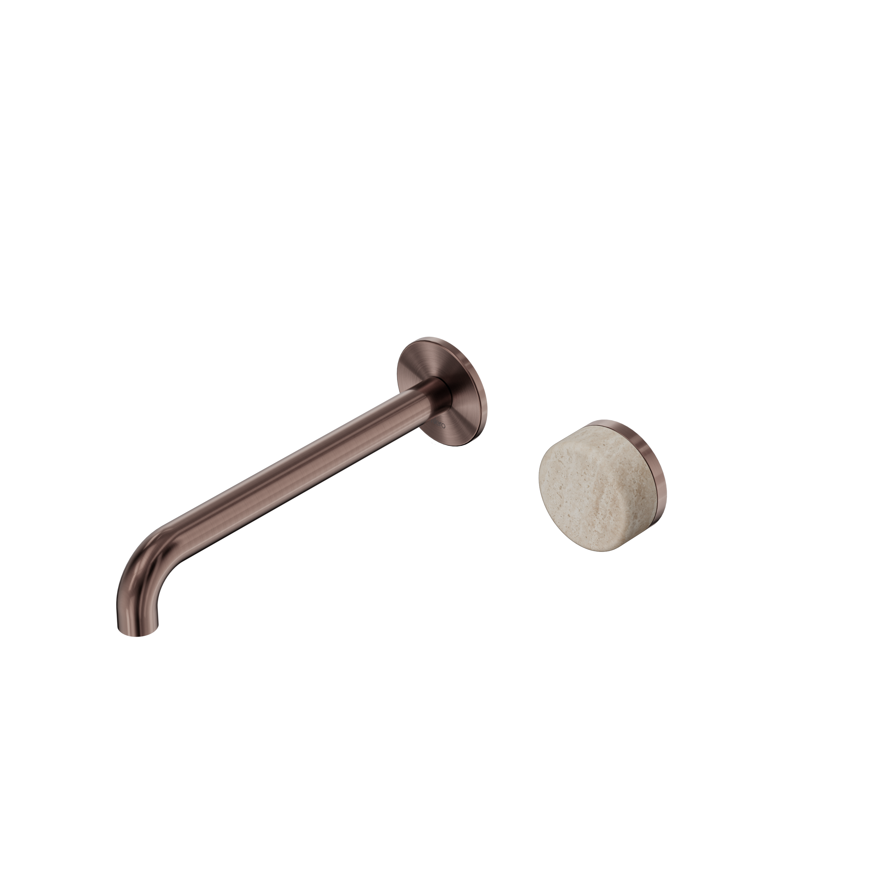 Nero Serenity Progressive Wall Basin Mixer Spout With Rome Travertine Handle