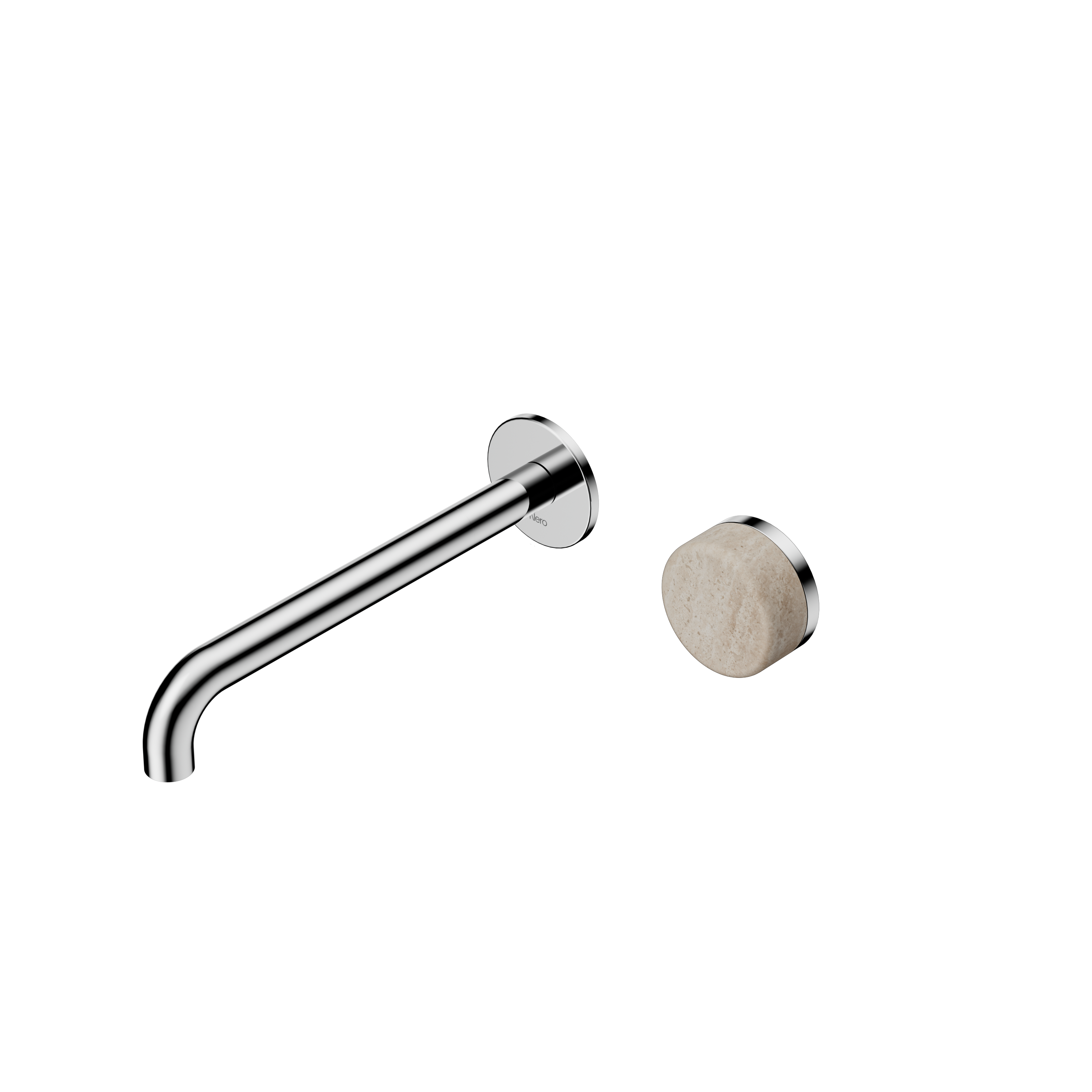 Nero Serenity Progressive Wall Basin Mixer Spout With Rome Travertine Handle