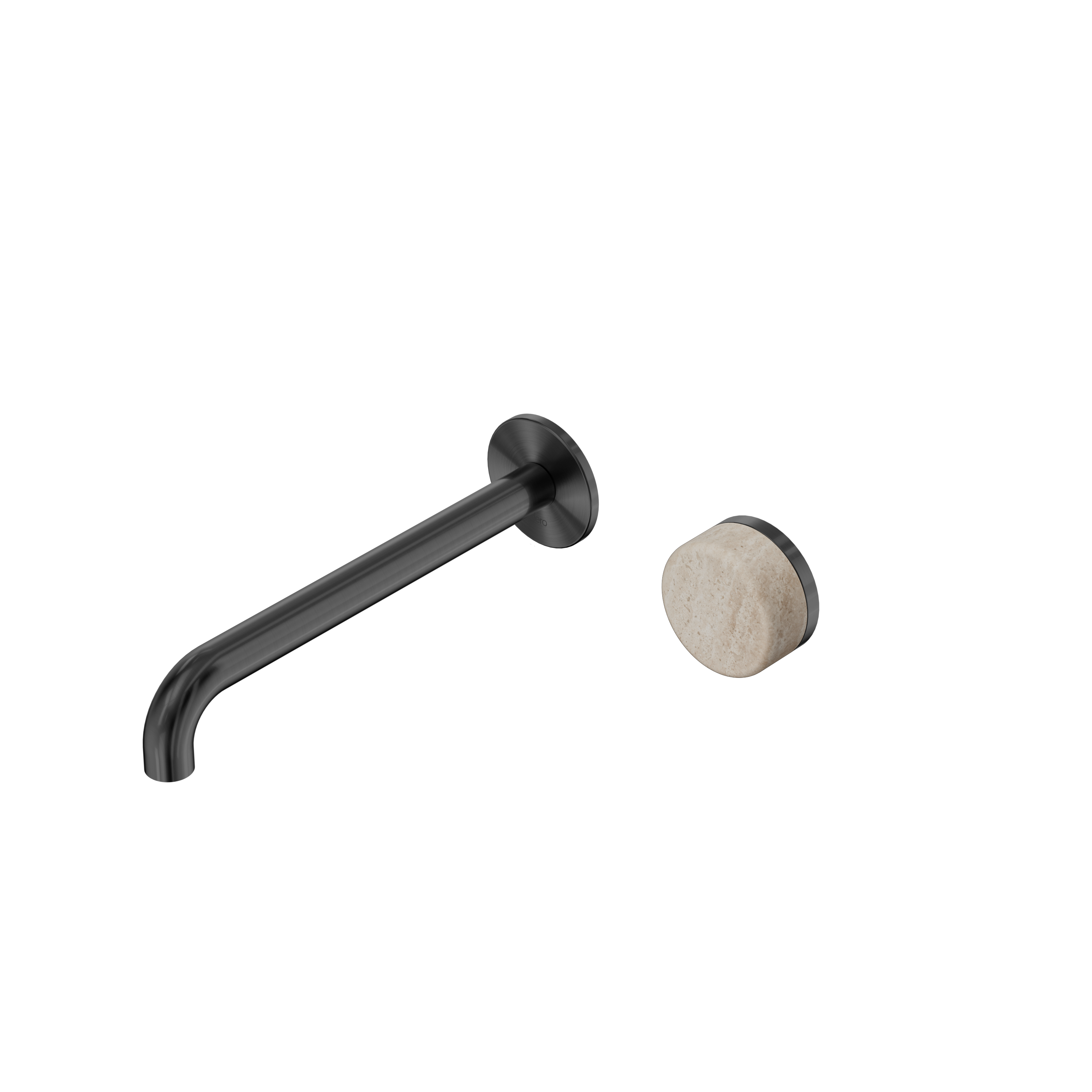 Nero Serenity Progressive Wall Basin Mixer Spout With Rome Travertine Handle