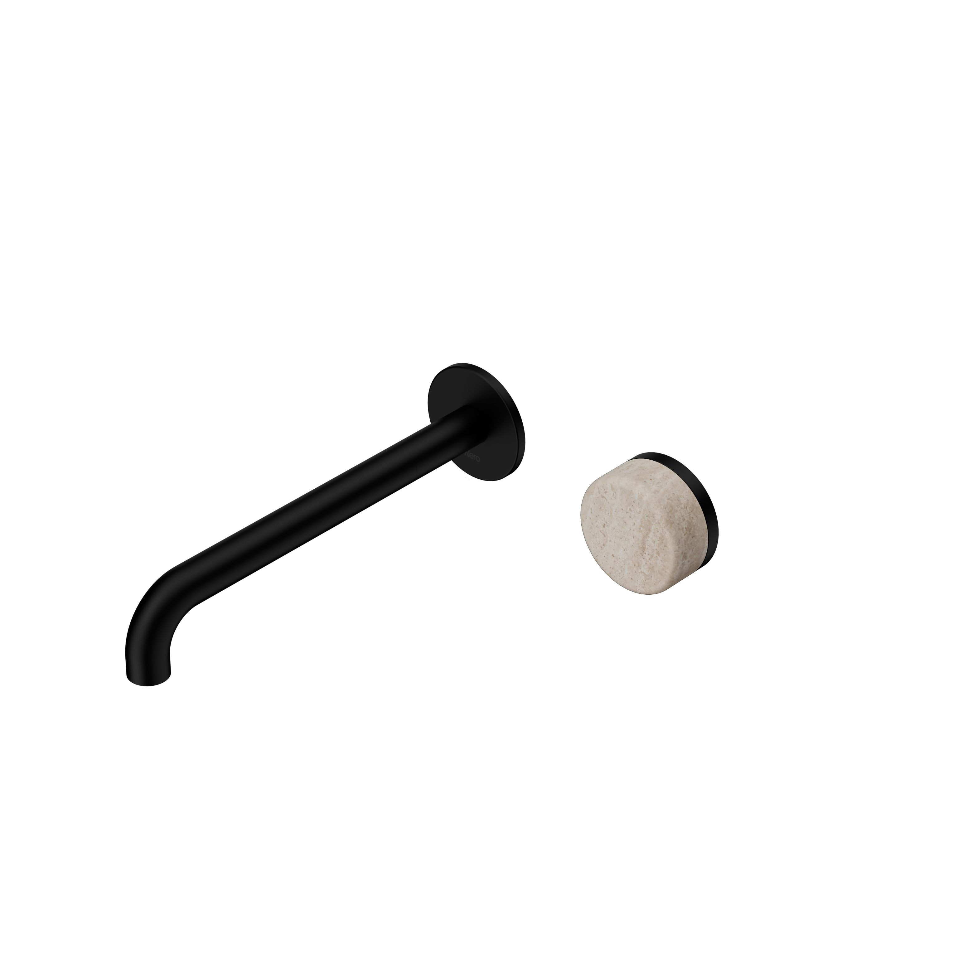 Nero Serenity Progressive Wall Basin Mixer Spout With Rome Travertine Handle