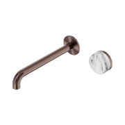 Nero Serenity Progressive Wall Basin Mixer 220mm Spout With Arabescato Corchia Handle, Brushed Bronze