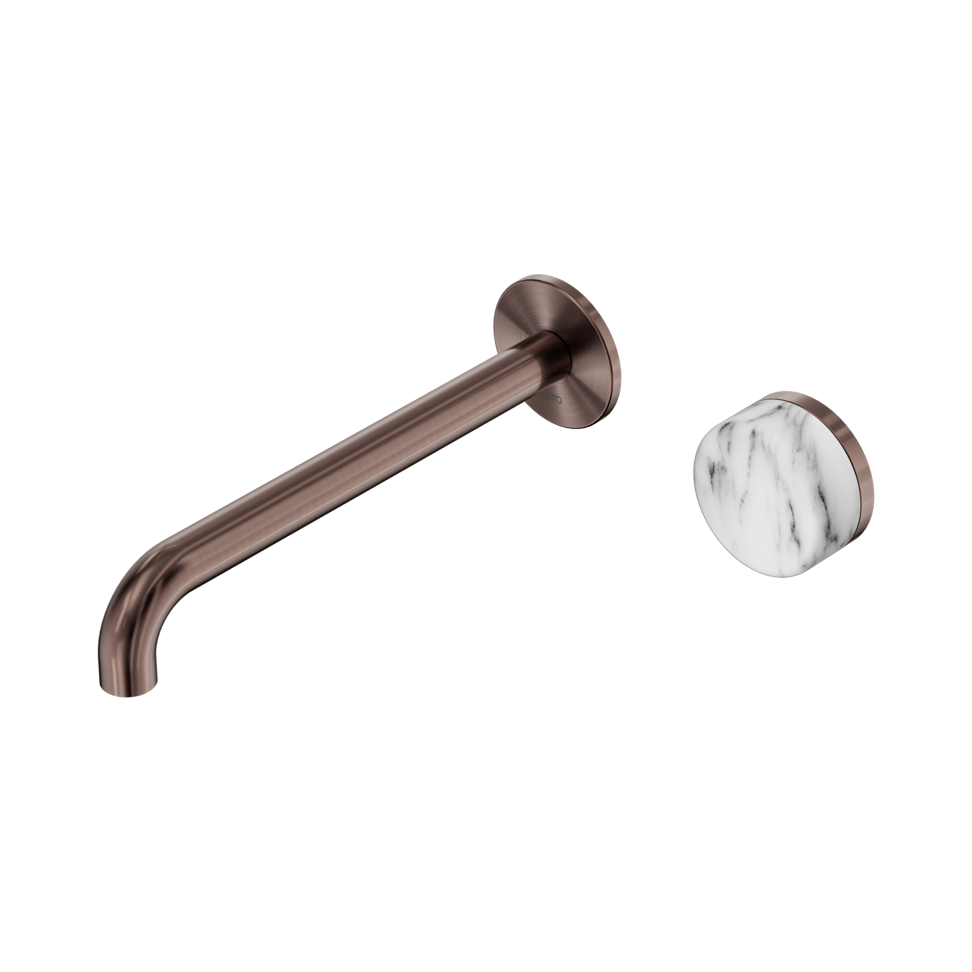 Nero Serenity Progressive Wall Basin Mixer 220mm Spout With Arabescato Corchia Handle, Brushed Bronze