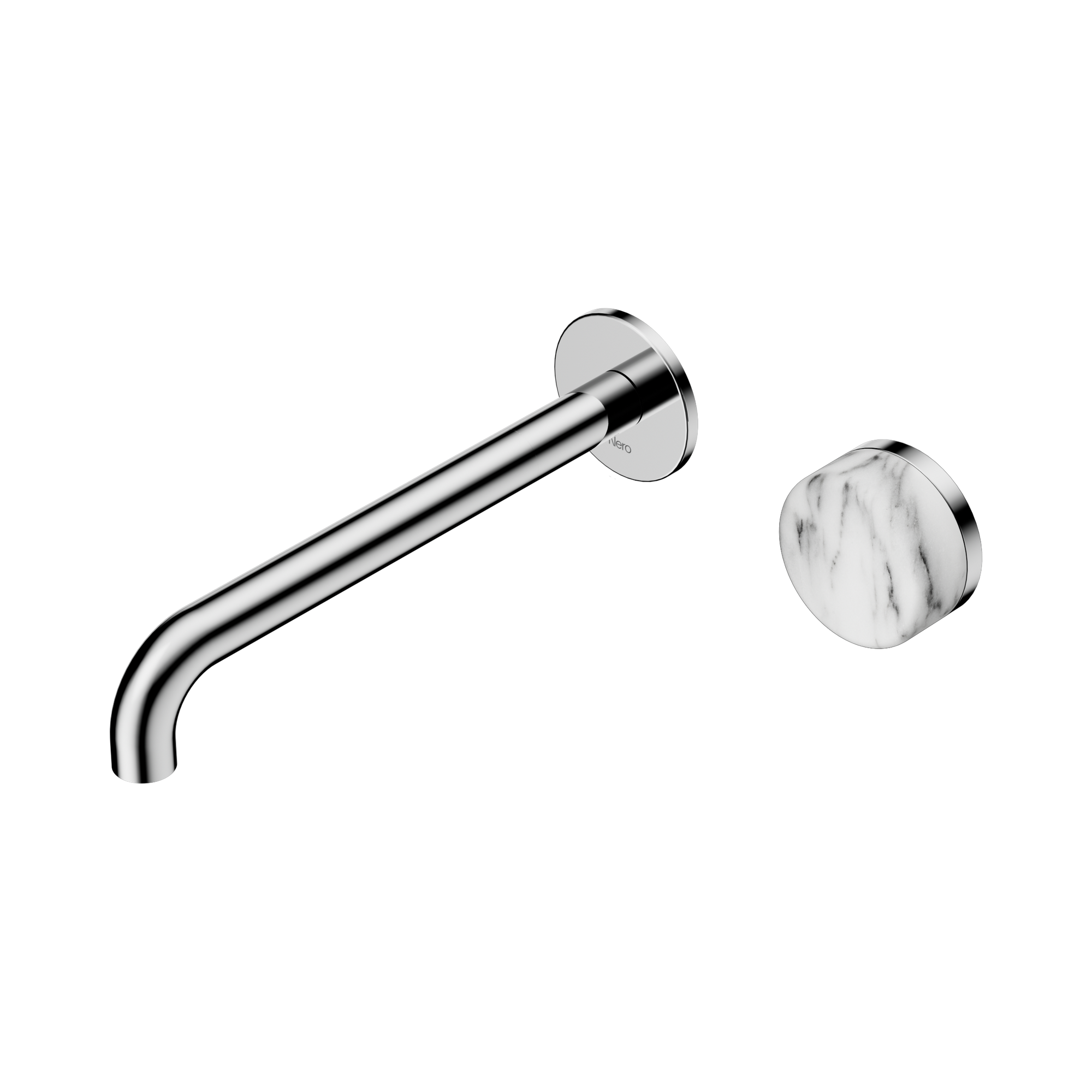 Nero Serenity Progressive Wall Basin Mixer 220mm Spout With Arabescato Corchia Handle, Chrome