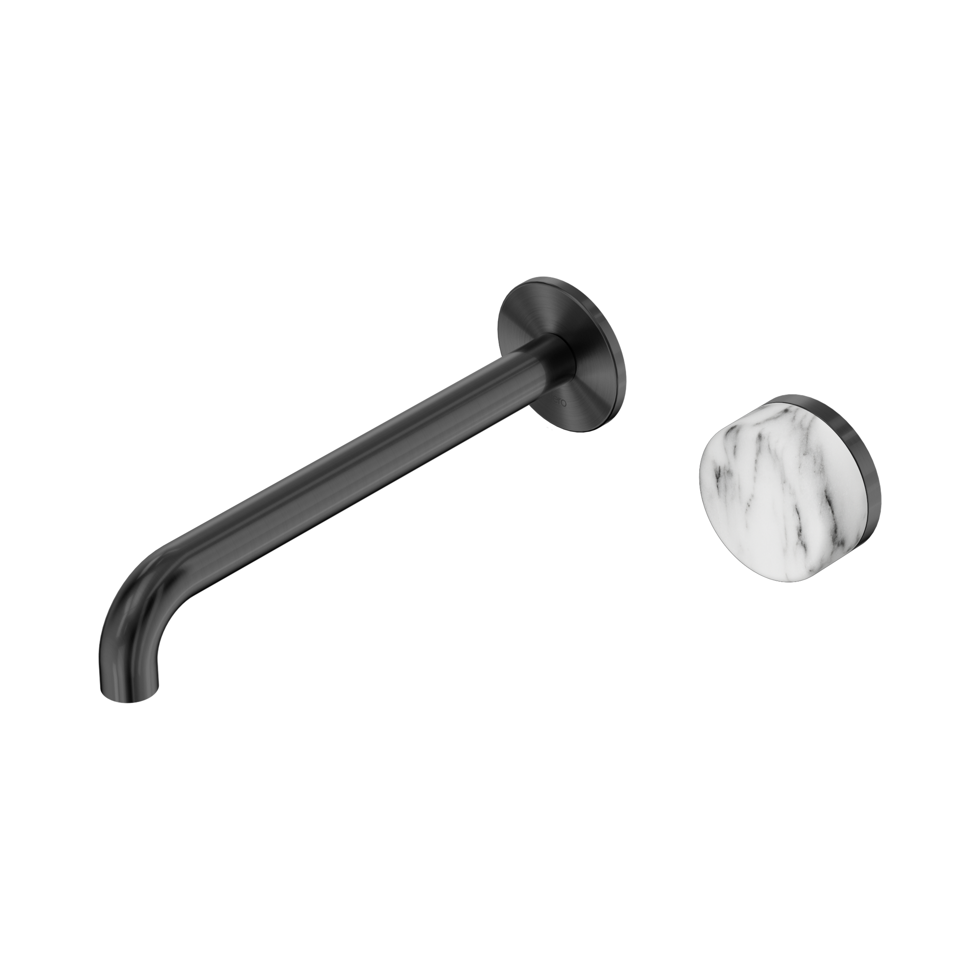 Nero Serenity Progressive Wall Basin Mixer 220mm Spout With Arabescato Corchia Handle, Gun Metal
