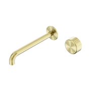 Nero Serenity Progressive Wall Basin Mixer 220mm Spout With Metal Handle, Brushed Gold