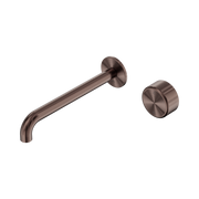 Nero Serenity Progressive Wall Basin Mixer 220mm Spout With Metal Handle, Brushed Bronze