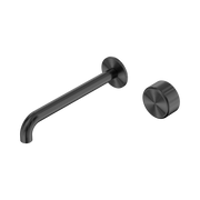 Nero Serenity Progressive Wall Basin Mixer 220mm Spout With Metal Handle, Gun Metal