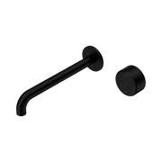 Nero Serenity Progressive Wall Basin Mixer 220mm Spout With Metal Handle, Matte Black