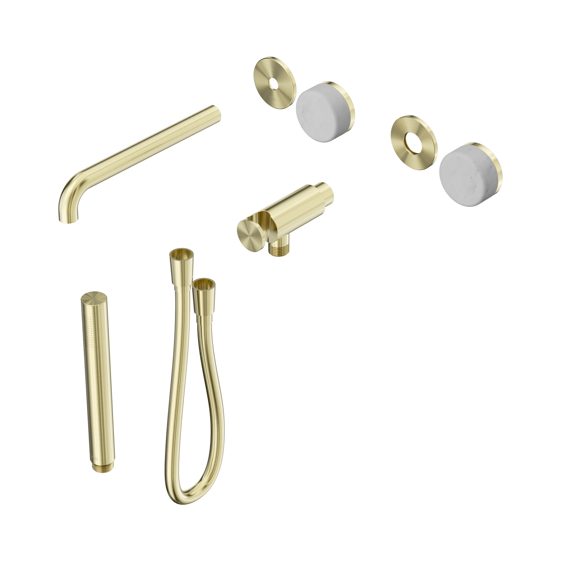 Nero Serenity Progressive Shower System With Spout With Carrara Handle And Slim Shower Trim Kit Only, Brushed Gold