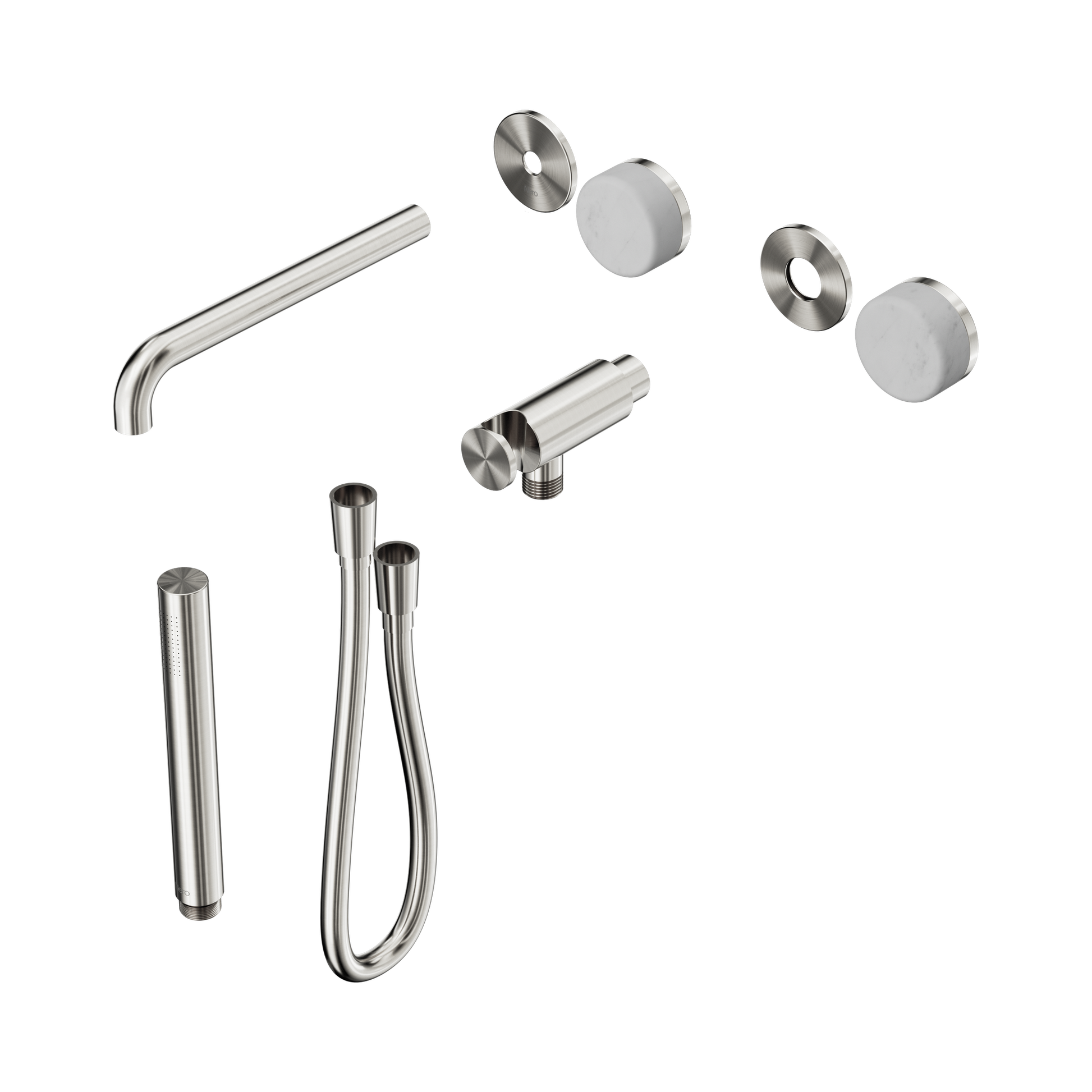Nero Serenity Progressive Shower System With Spout With Carrara Handle And Slim Shower Trim Kit Only, Brushed Nickel
