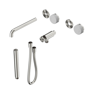 Nero Serenity Progressive Shower System With Spout With Carrara Handle And Slim Shower Trim Kit Only, Brushed Nickel