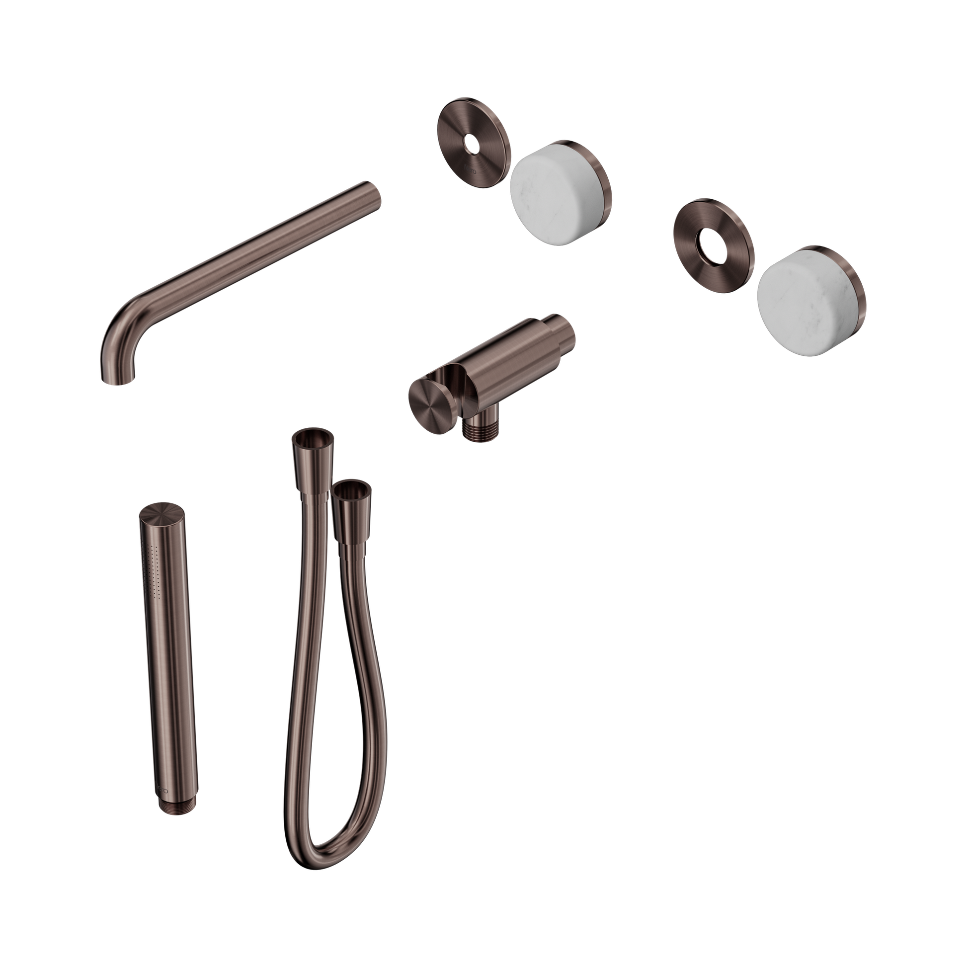 Nero Serenity Progressive Shower System With Spout With Carrara Handle And Slim Shower Trim Kit Only, Brushed Bronze