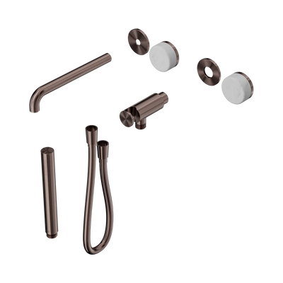 Nero Serenity Progressive Shower System With Spout With Carrara Handle And Slim Shower Trim Kit Only, Brushed Bronze