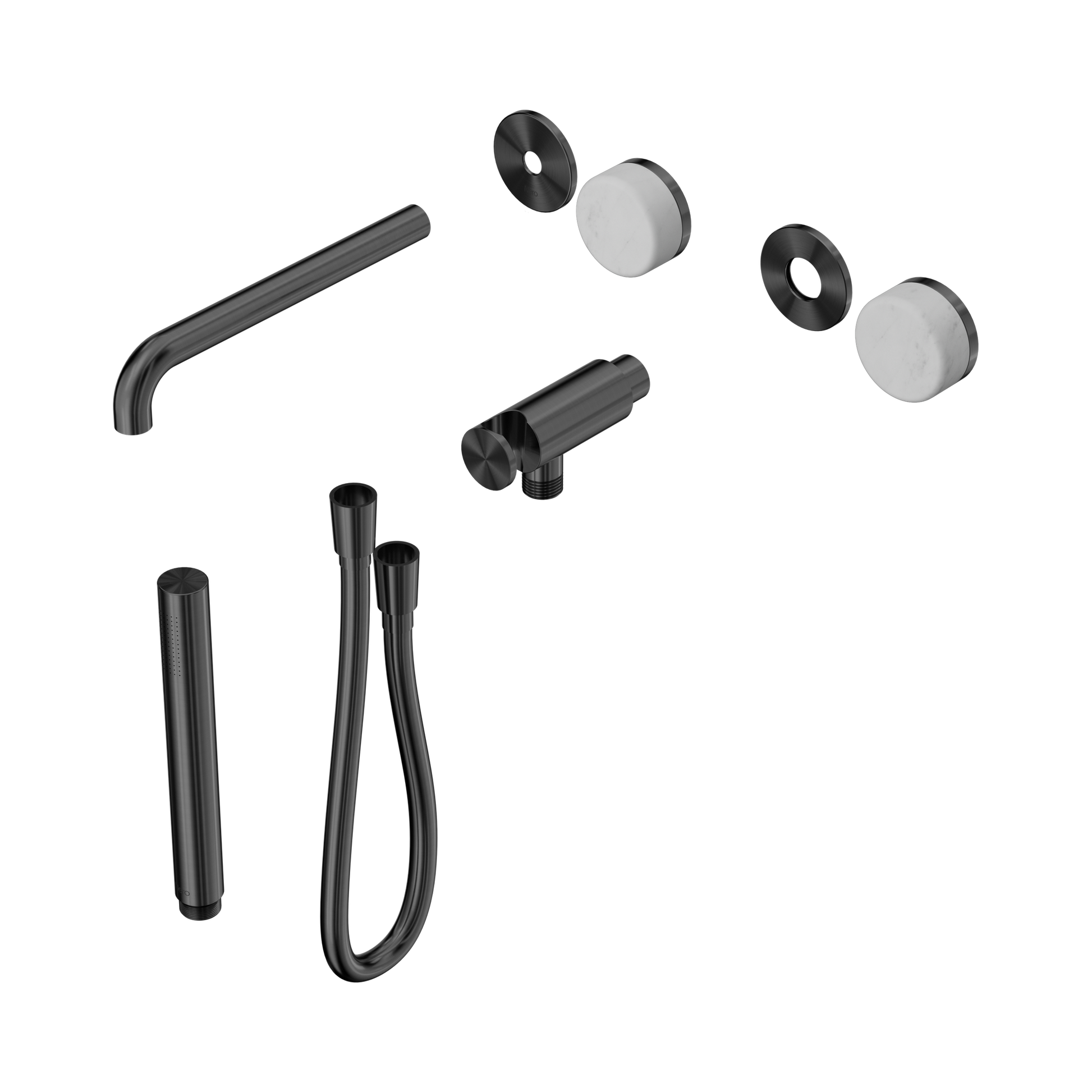 Nero Serenity Progressive Shower System With Spout With Carrara Handle And Slim Shower Trim Kit Only, Gun Metal