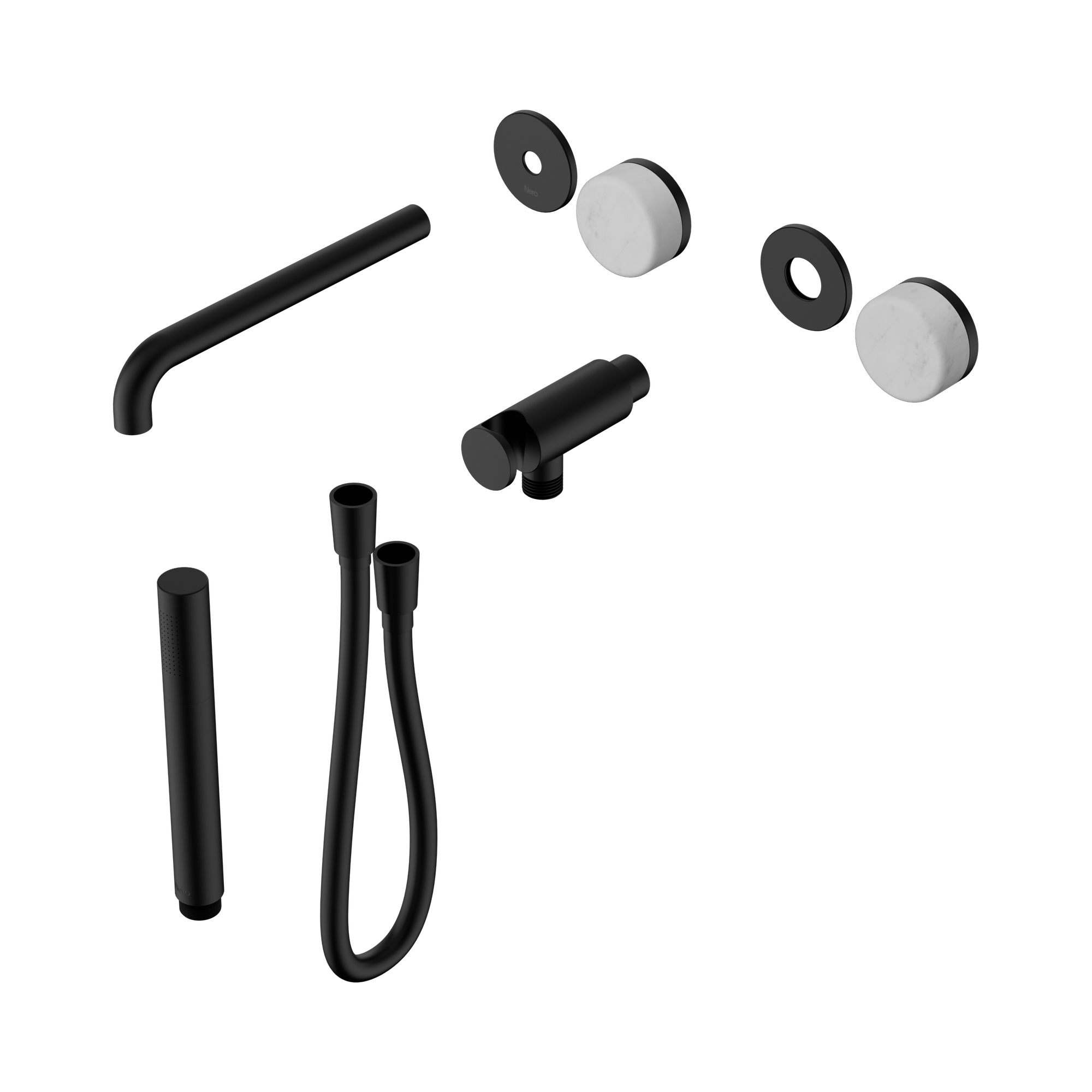 Nero Serenity Progressive Shower System With Spout With Carrara Handle And Slim Shower Trim Kit Only, Matte Black