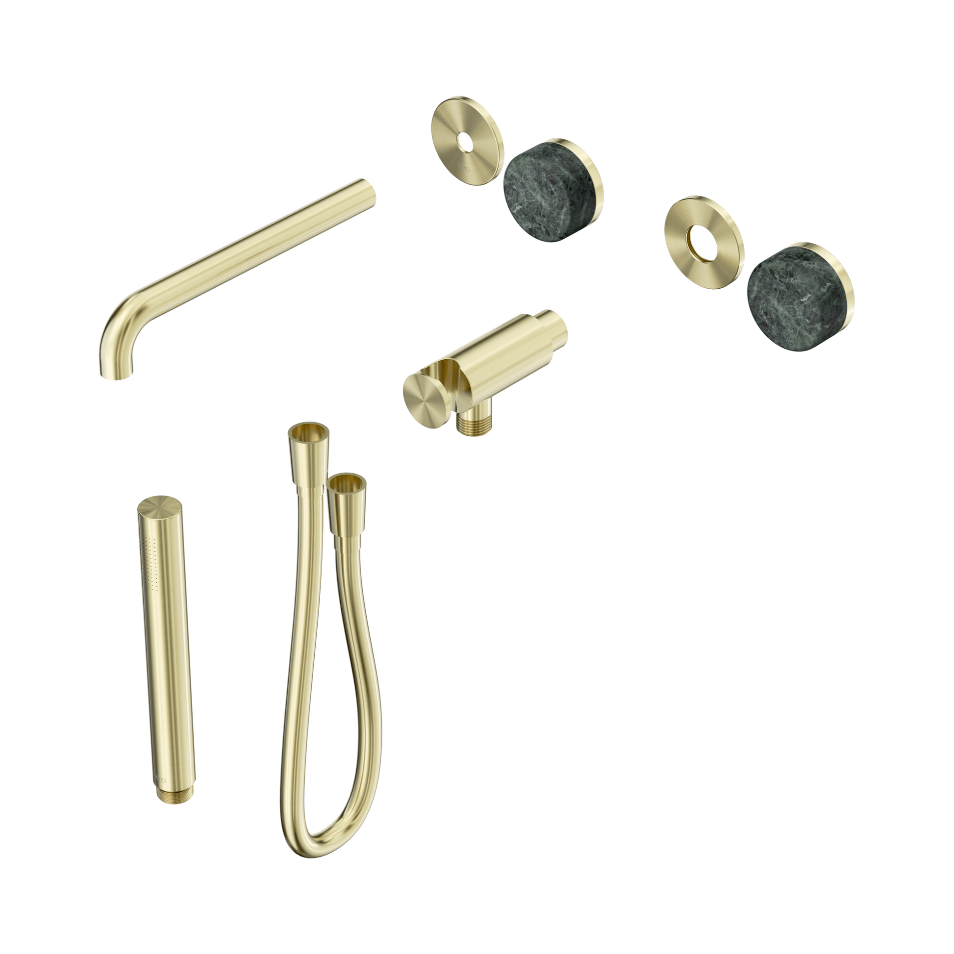 Nero Serenity Progressive Shower System With Spout With Verde Alpi Handle And Slim Shower Trim Kit Only, Brushed Gold