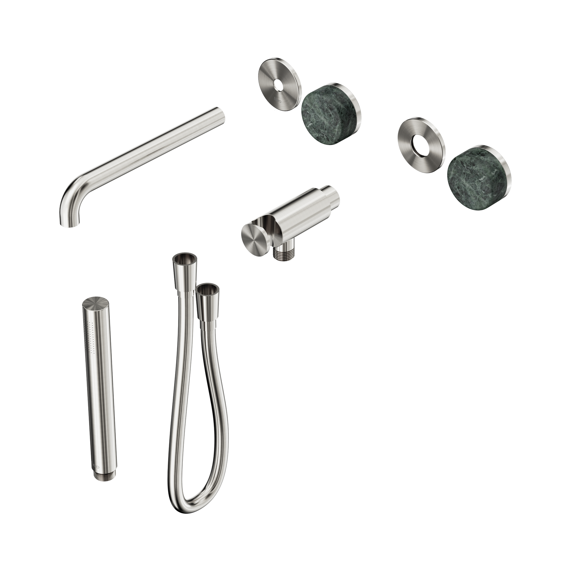 Nero Serenity Progressive Shower System With Spout With Verde Alpi Handle And Slim Shower Trim Kit Only, Brushed Nickel