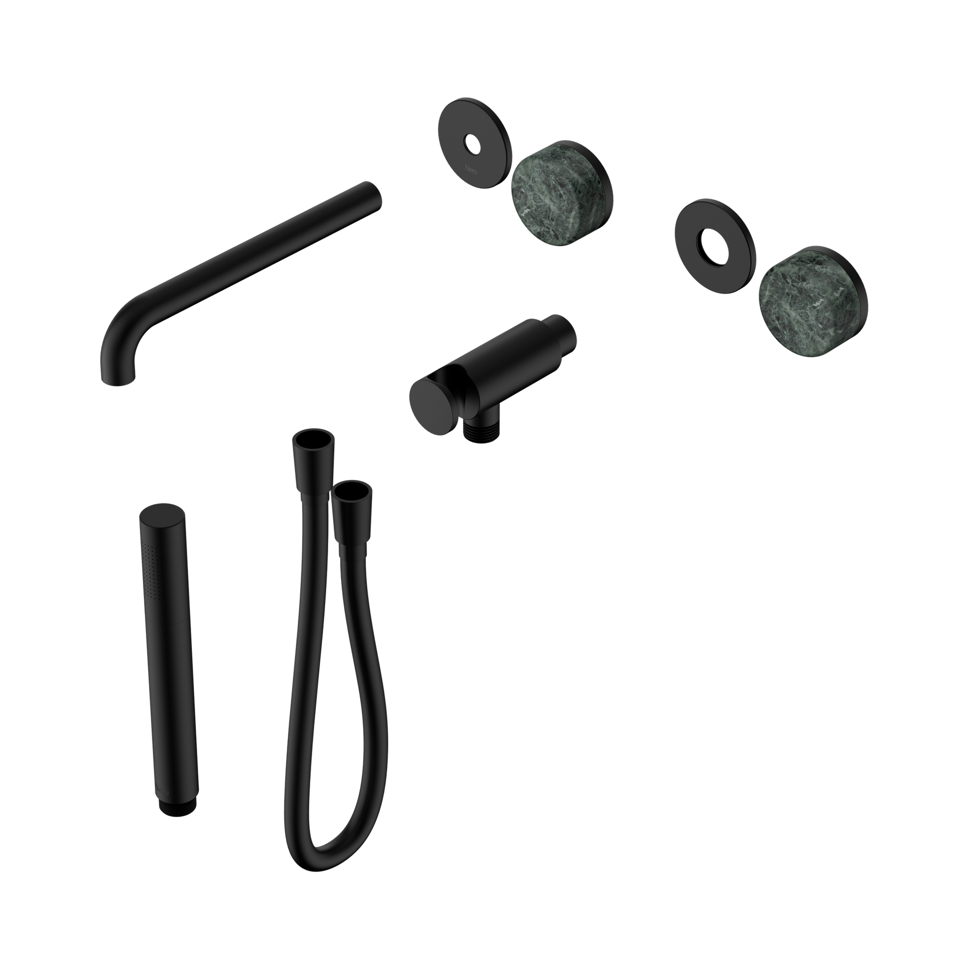 Nero Serenity Progressive Shower System With Spout With Verde Alpi Handle And Slim Shower Trim Kit Only, Matte Black