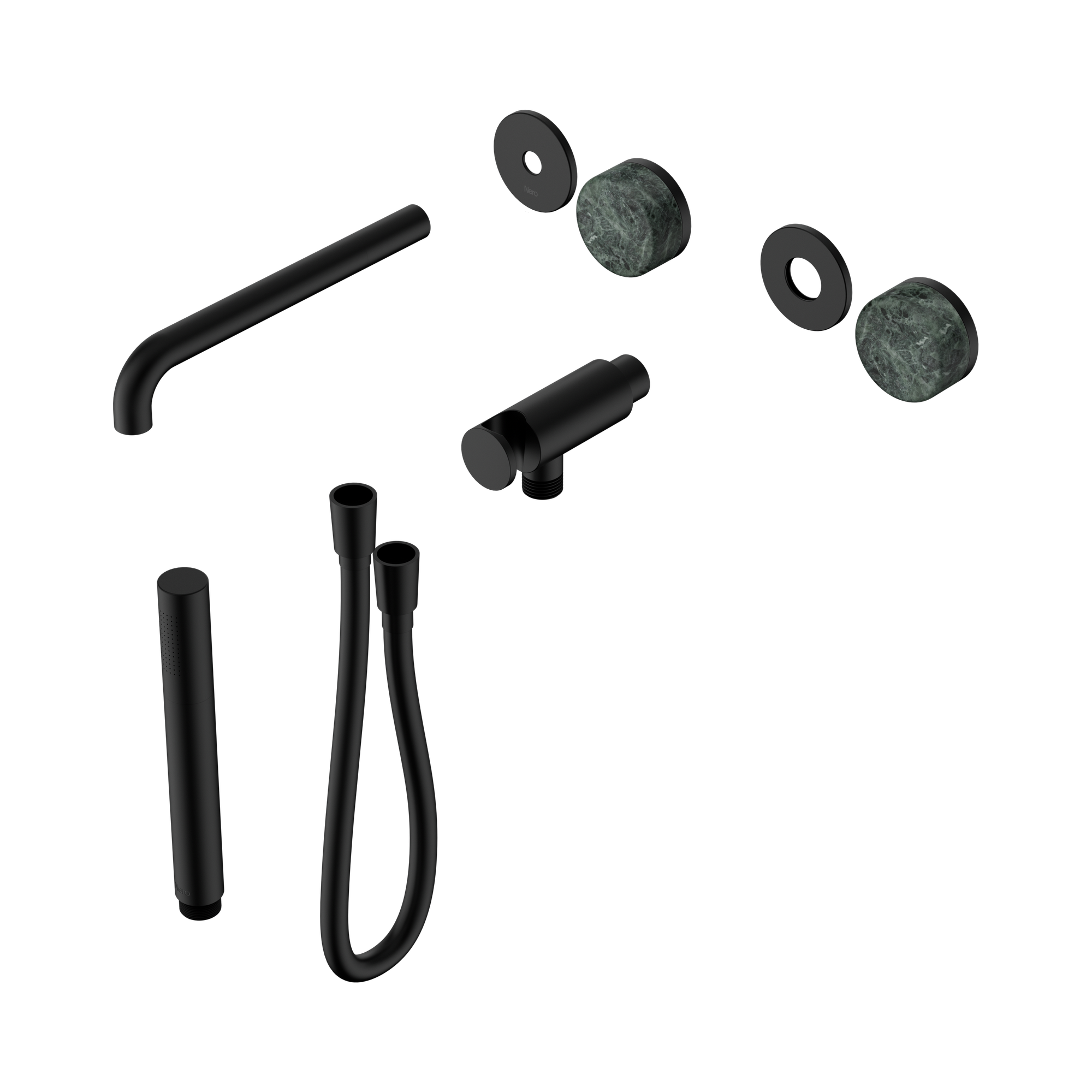 Nero Serenity Progressive Shower System With Spout With Verde Alpi Handle And Slim Shower Trim Kit Only, Matte Black