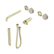 Nero Serenity Progressive Shower System With Spout With Rome Travertine Handle And Slim Shower Trim Kit Only, Brushed Gold