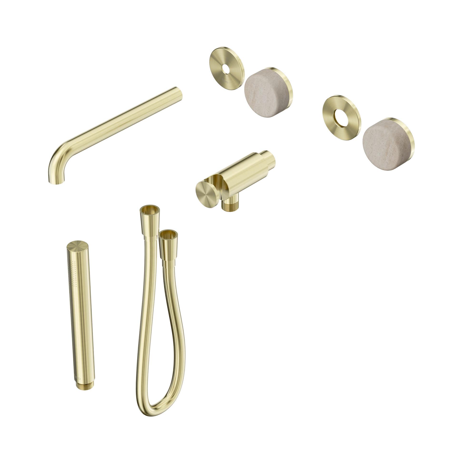 Nero Serenity Progressive Shower System With Spout With Rome Travertine Handle And Slim Shower Trim Kit Only, Brushed Gold