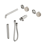 Nero Serenity Progressive Shower System With Spout With Rome Travertine Handle And Slim Shower Trim Kit Only, Brushed Nickel