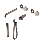 Nero Serenity Progressive Shower System With Spout With Rome Travertine Handle And Slim Shower Trim Kit Only, Brushed Bronze