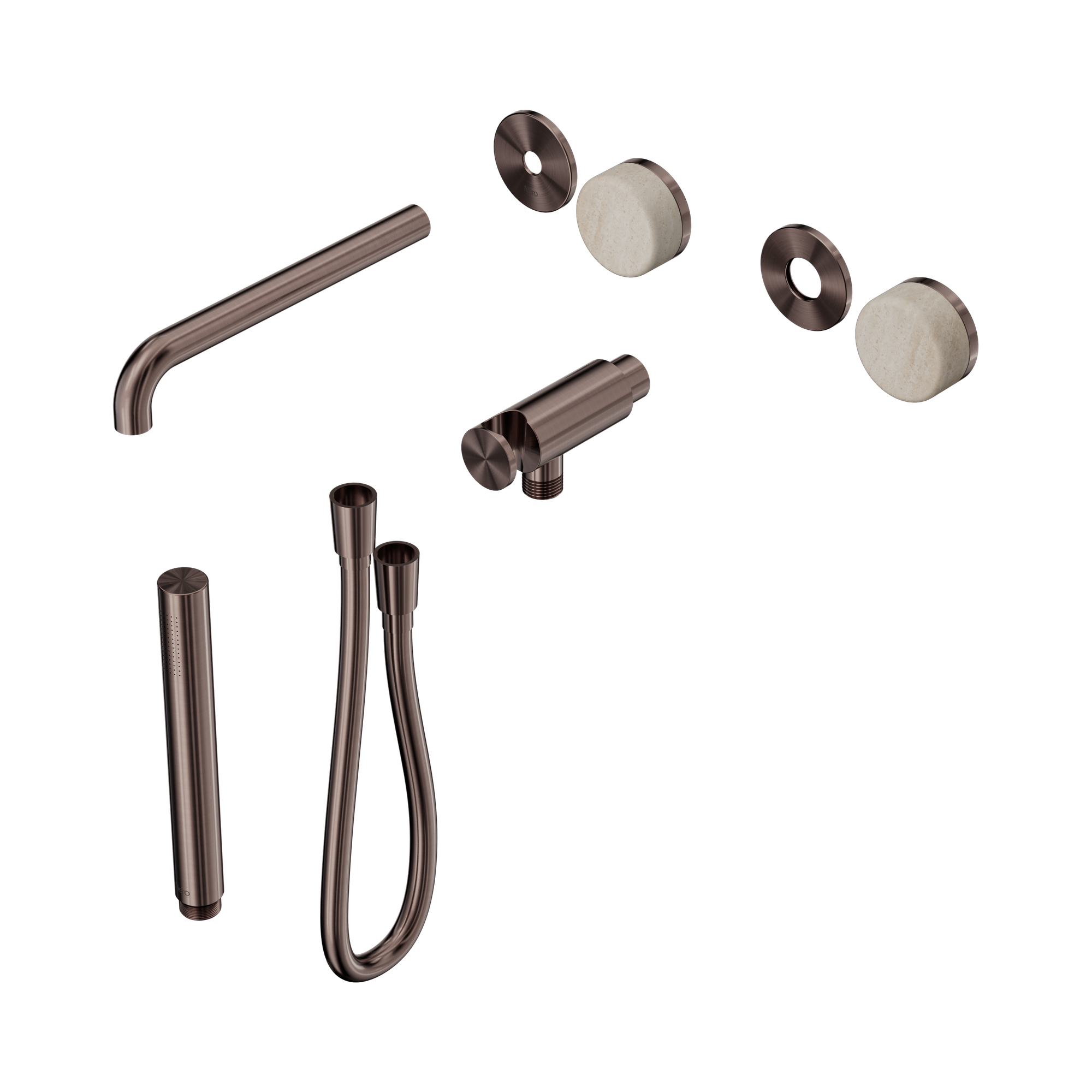 Nero Serenity Progressive Shower System With Spout With Rome Travertine Handle And Slim Shower Trim Kit Only, Brushed Bronze