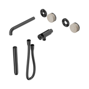 Nero Serenity Progressive Shower System With Spout With Rome Travertine Handle And Slim Shower Trim Kit Only, Gun Metal