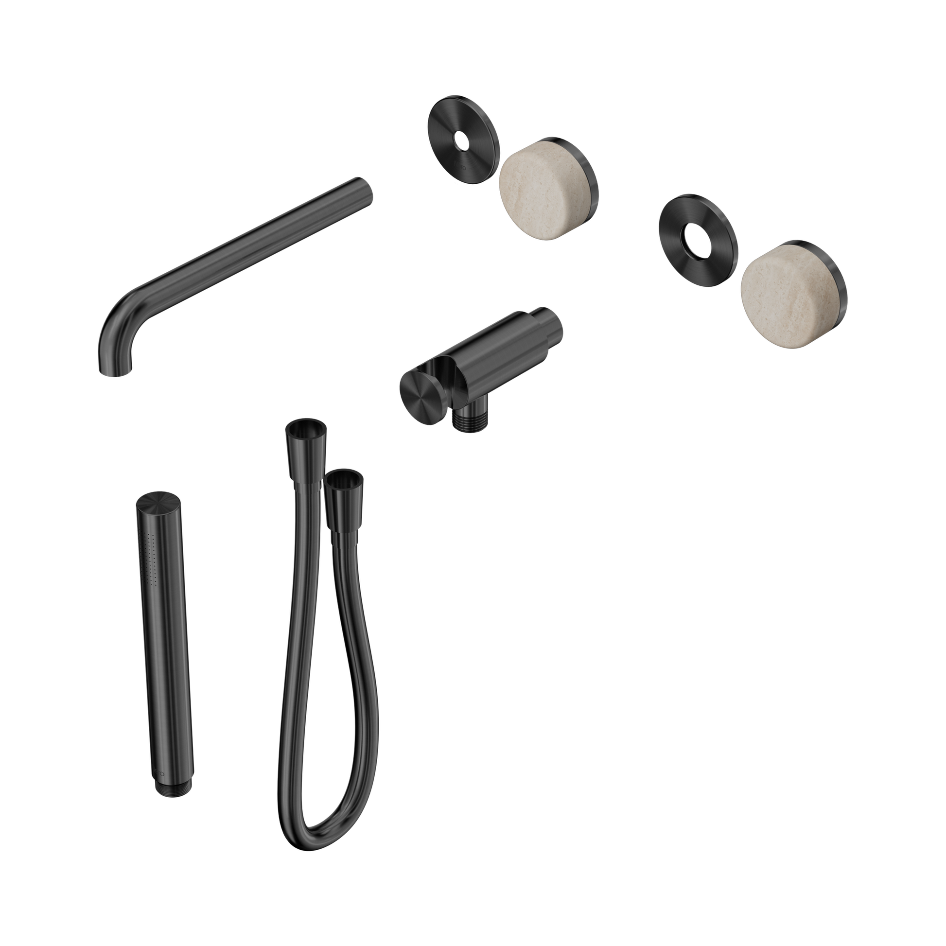 Nero Serenity Progressive Shower System With Spout With Rome Travertine Handle And Slim Shower Trim Kit Only, Gun Metal