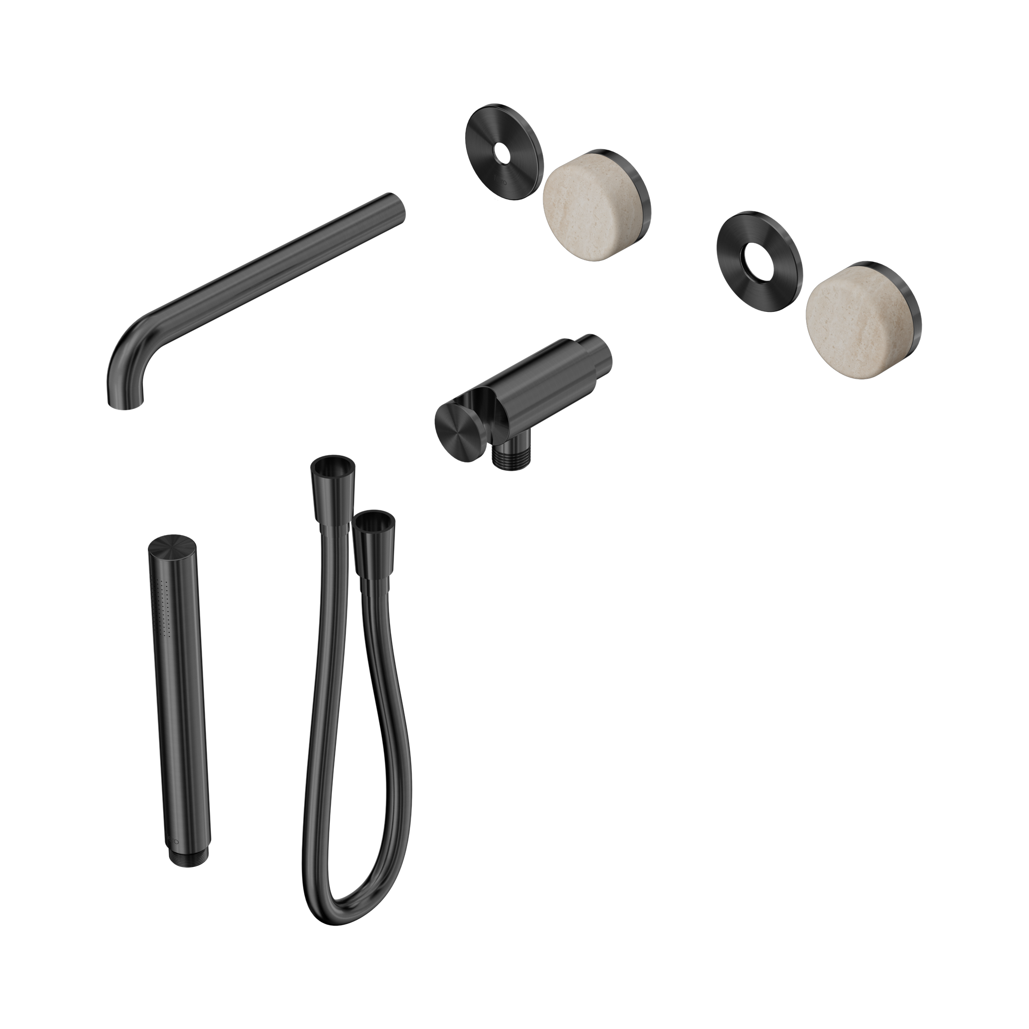 Nero Serenity Progressive Shower System With Spout With Rome Travertine Handle And Slim Shower Trim Kit Only, Gun Metal