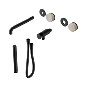 Nero Serenity Progressive Shower System With Spout With Rome Travertine Handle And Slim Shower Trim Kit Only, Matte Black