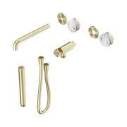 Nero Serenity Progressive Shower System With Spout With Arabescato Corchia Handle And Slim Shower Trim Kit Only, Brushed Gold