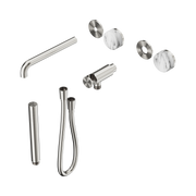 Nero Serenity Progressive Shower System With Spout With Arabescato Corchia Handle And Slim Shower Trim Kit Only, Brushed Nickel
