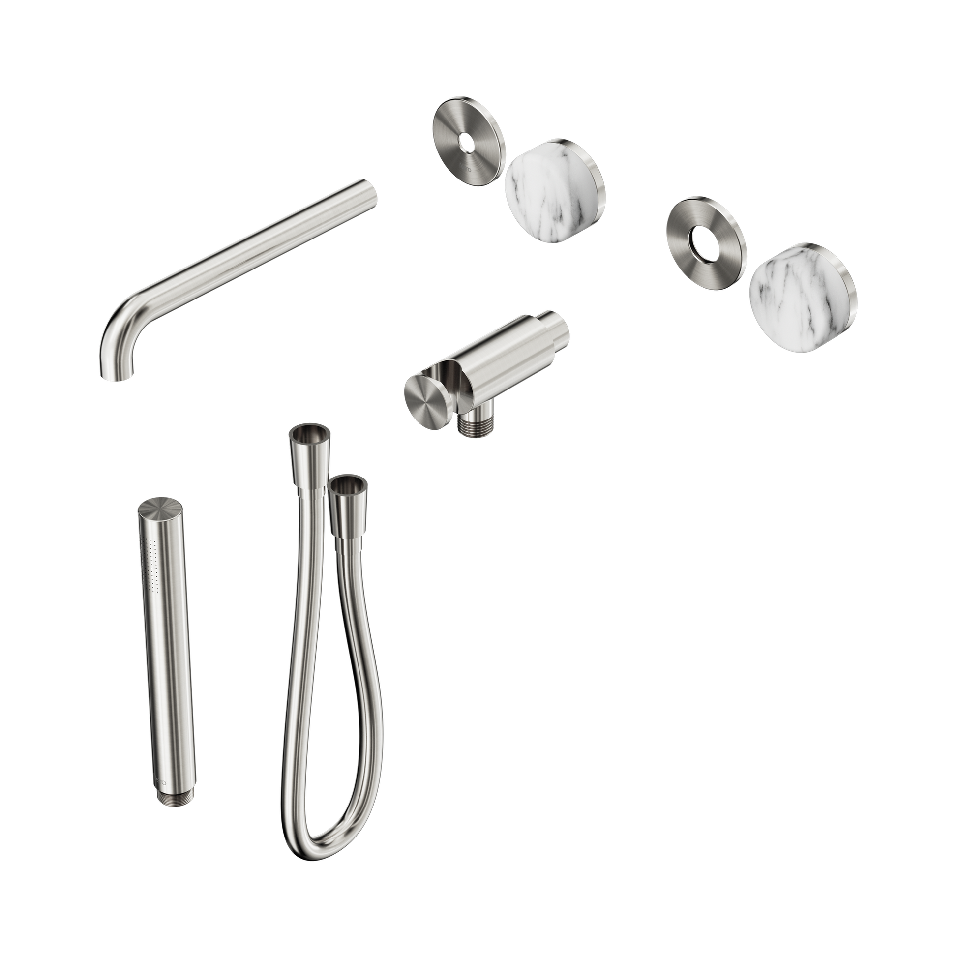 Nero Serenity Progressive Shower System With Spout With Arabescato Corchia Handle And Slim Shower Trim Kit Only, Brushed Nickel