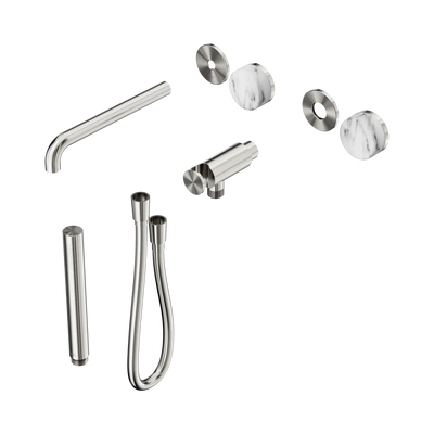 Nero Serenity Progressive Shower System With Spout With Arabescato Corchia Handle And Slim Shower Trim Kit Only, Brushed Nickel